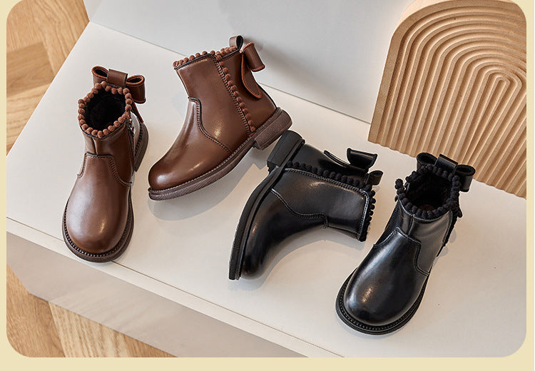 LeerLief Mädchen Stiefelette – Bequeme PU-Leder Stiefel mit rutschfester Sohle und Seitenreißverschluss