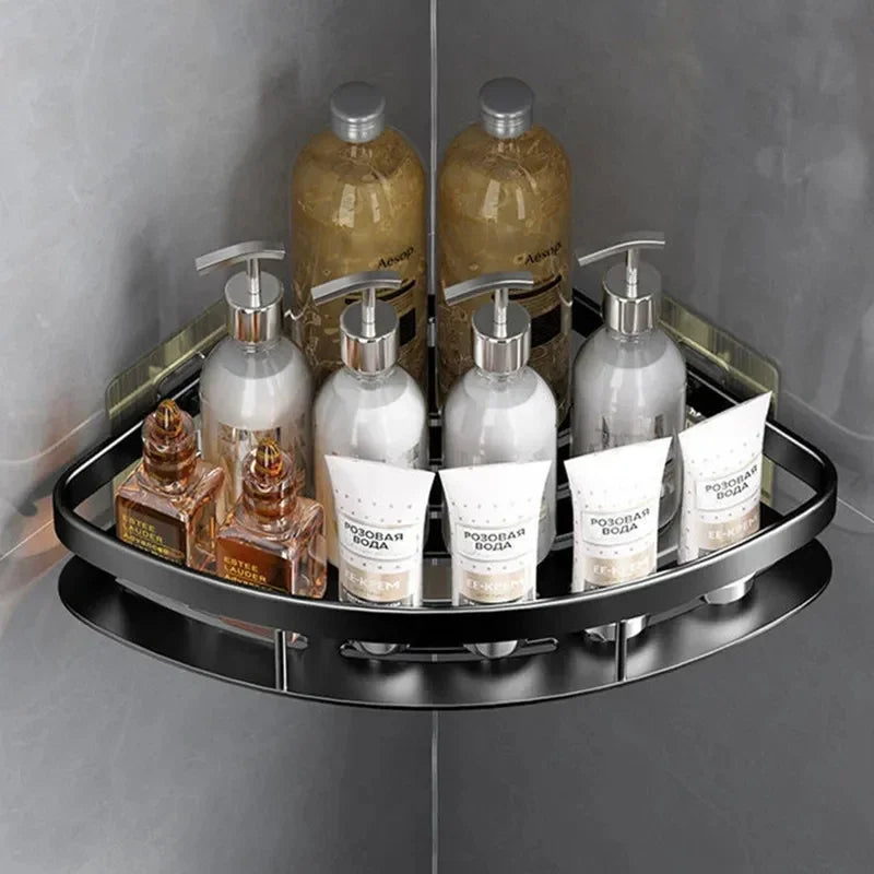 HoekHouder Aluminium Wandregal – Platzsparender Badezimmer Organizer Ohne Bohren