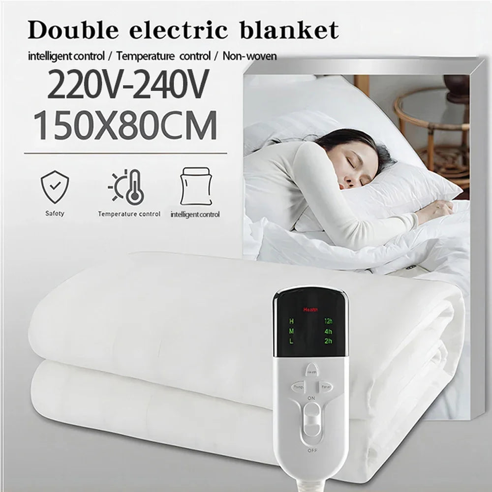 Elektrische Decke 150×80 cm – 3 Wärmeinstellungen, Timer & Sicherheit