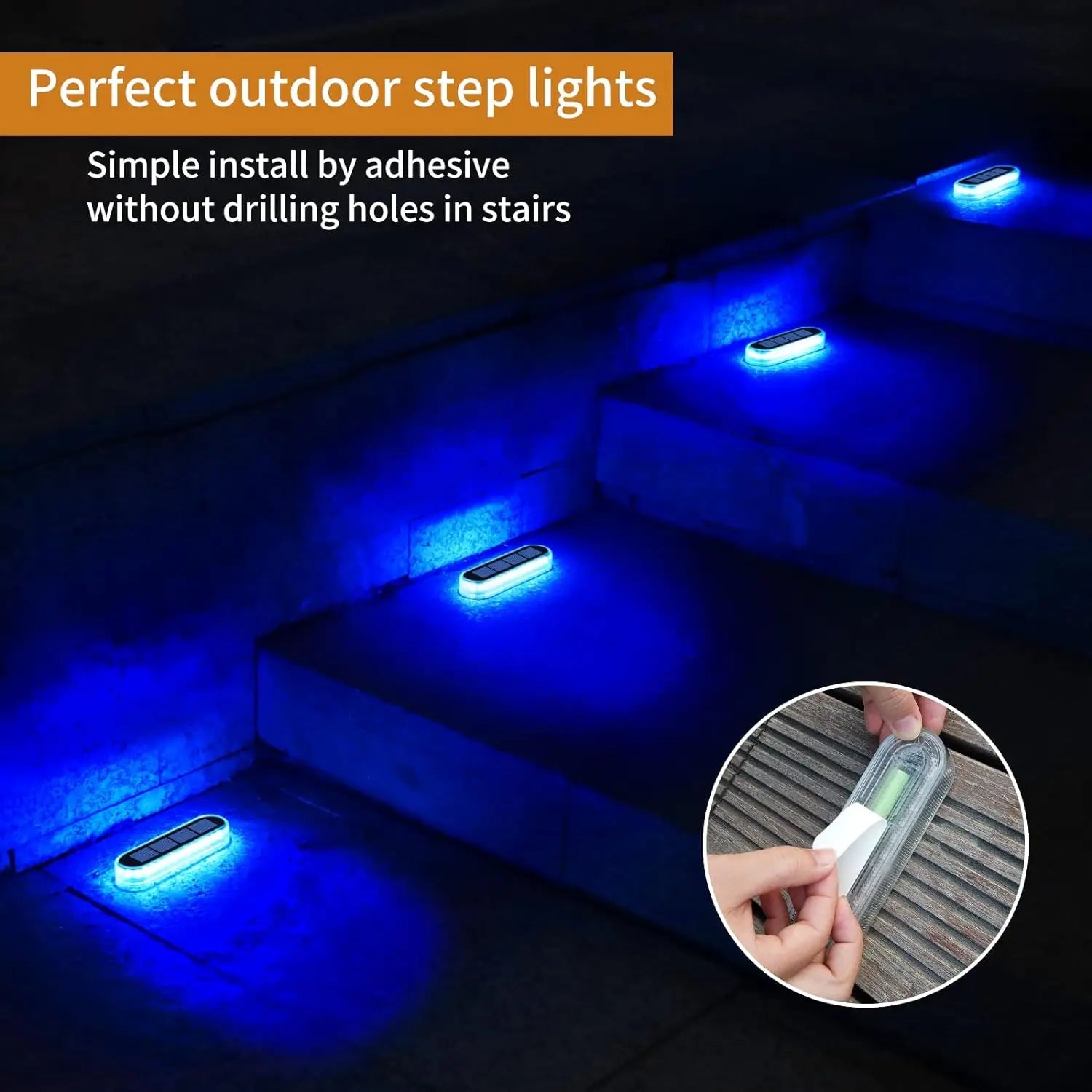 LumaGlow Solar Treppenlicht | IP68 Wasserdicht mit 30 LEDs in Warm-/Kaltweiß/Blau für Terrasse und Außenbereich