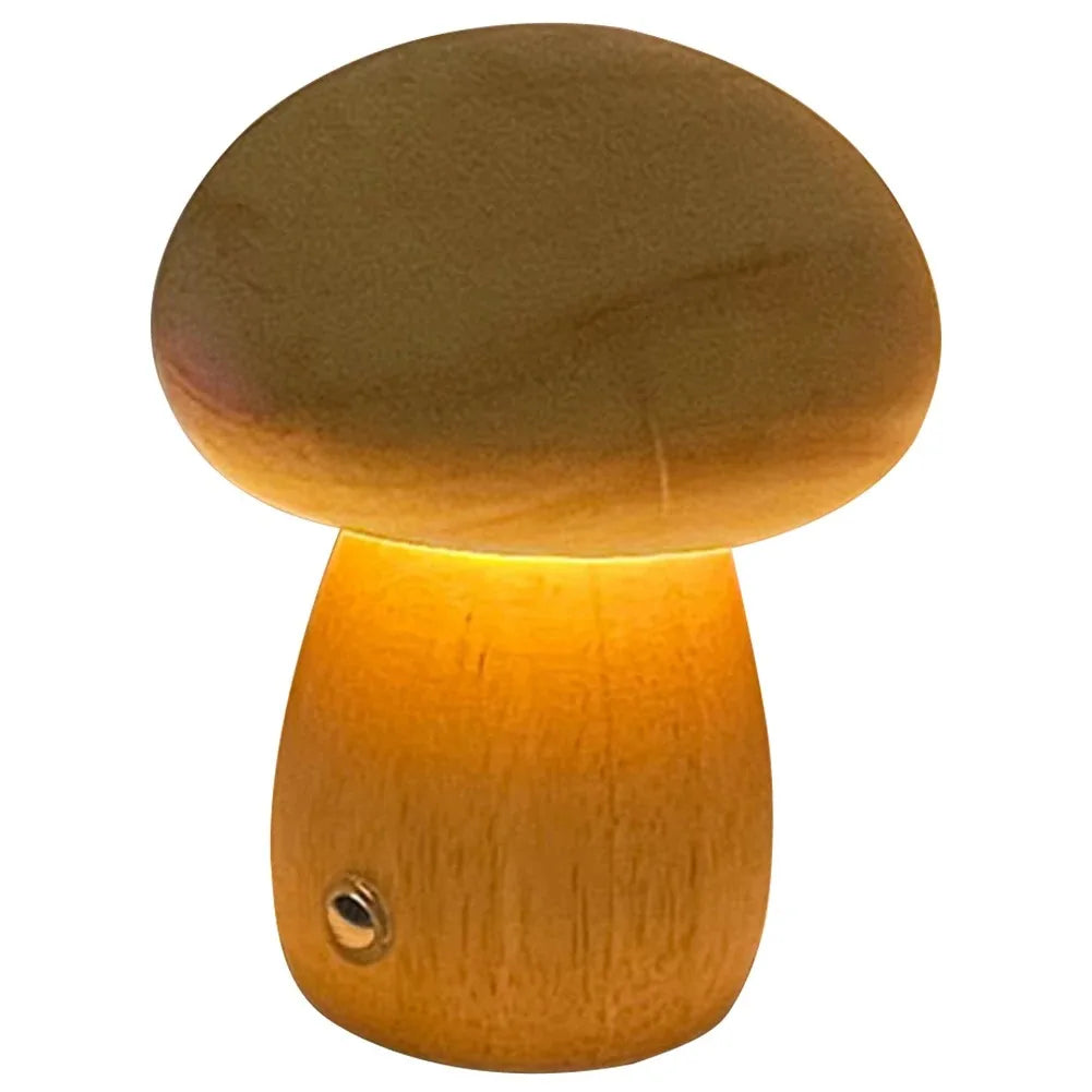 Dimmbares LED-Pilznachtlicht aus Holz mit USB-Ladung