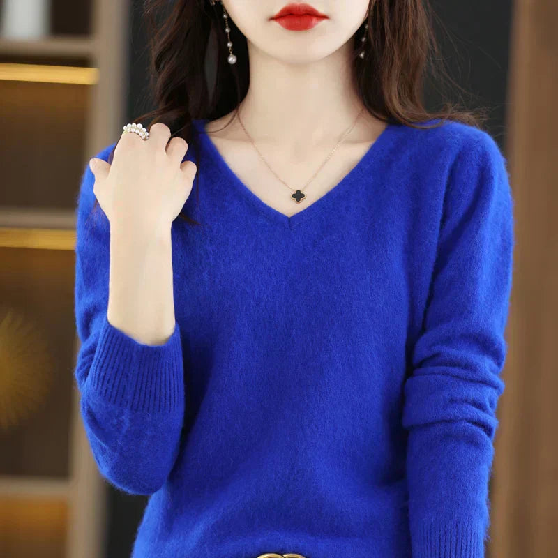 LunaWeave Pure Cashmere V-Ausschnitt Pullover mit Slim Fit für Frauen