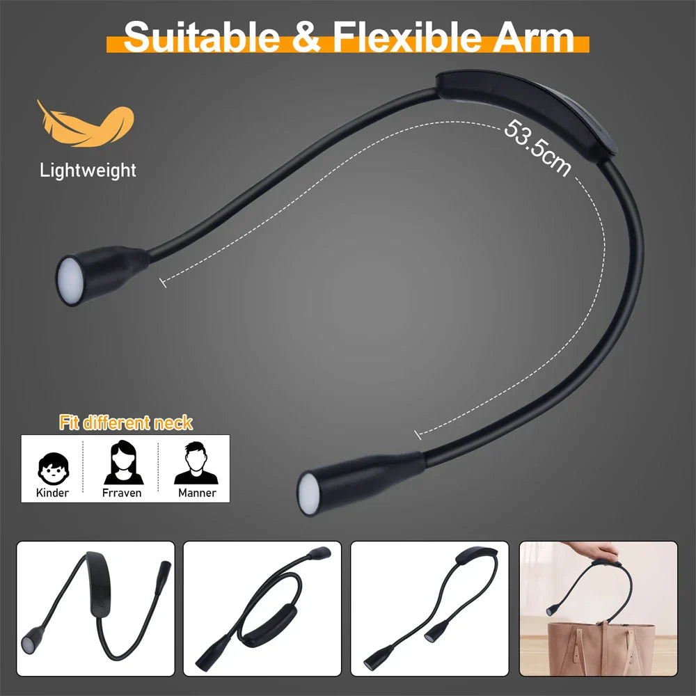 Wiederaufladbare USB LED-Nackenbeleuchtung Flexibel Tragbar 3 Farben Dimmbar