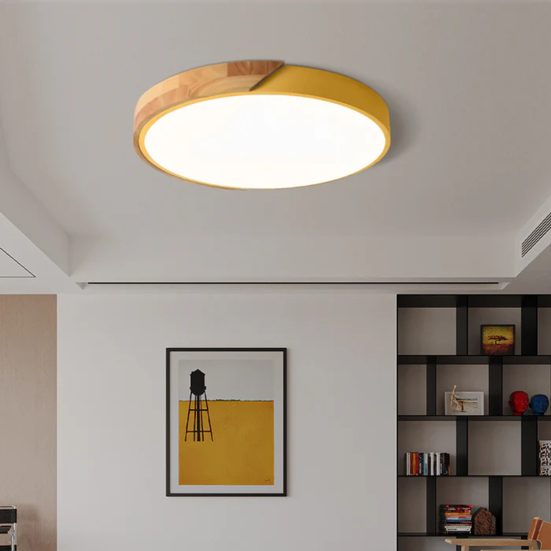 Skandinavische Holz-LED-Deckenleuchte – Modernes Flush-Mount-Design für eine gemütliche Atmosphäre