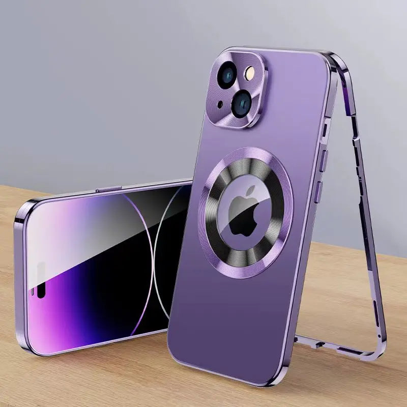 Case 360° Vollbildlinse Metall Magnetisch Magsafe Hüllen Aluminium für iPhone 15 14 13