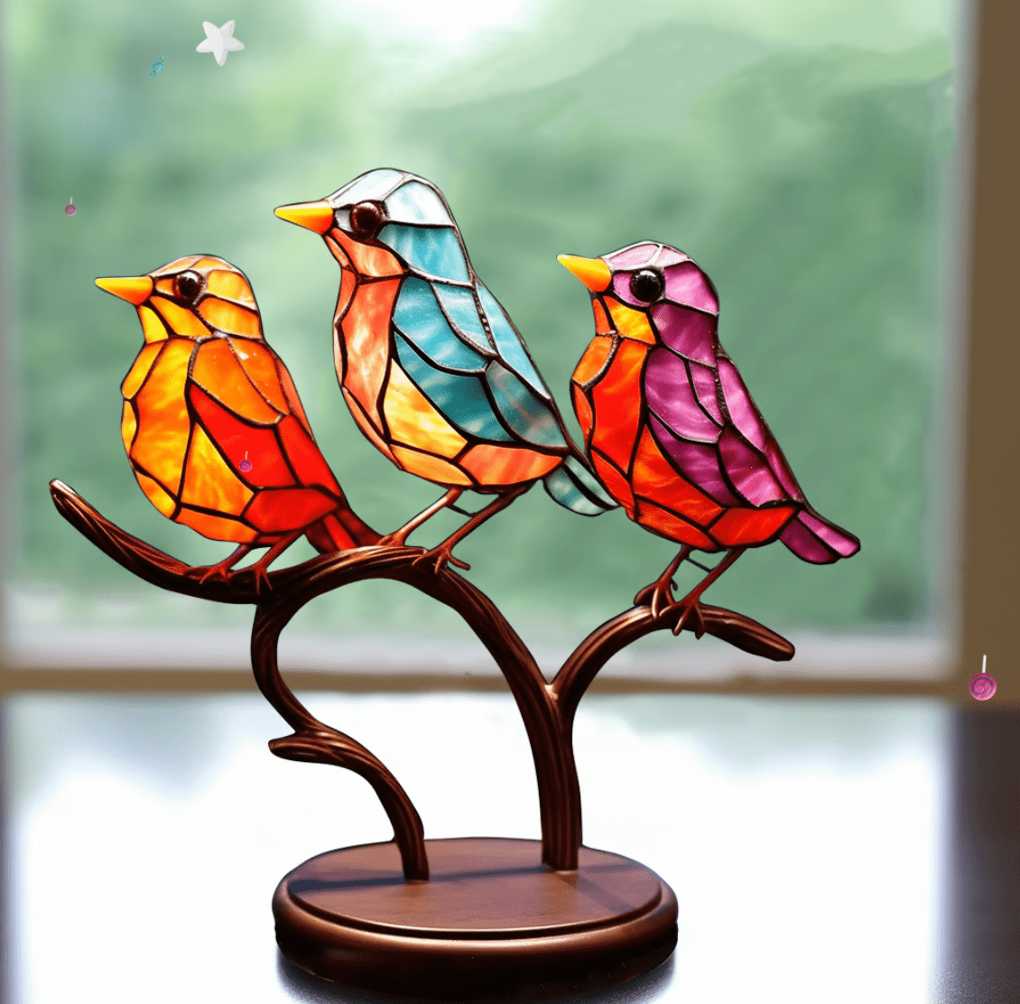 VivaBirds | Erleben Sie, wie diese Glasmalerei-Vögel Ihren Raum mit lebendigen Farben füllen
