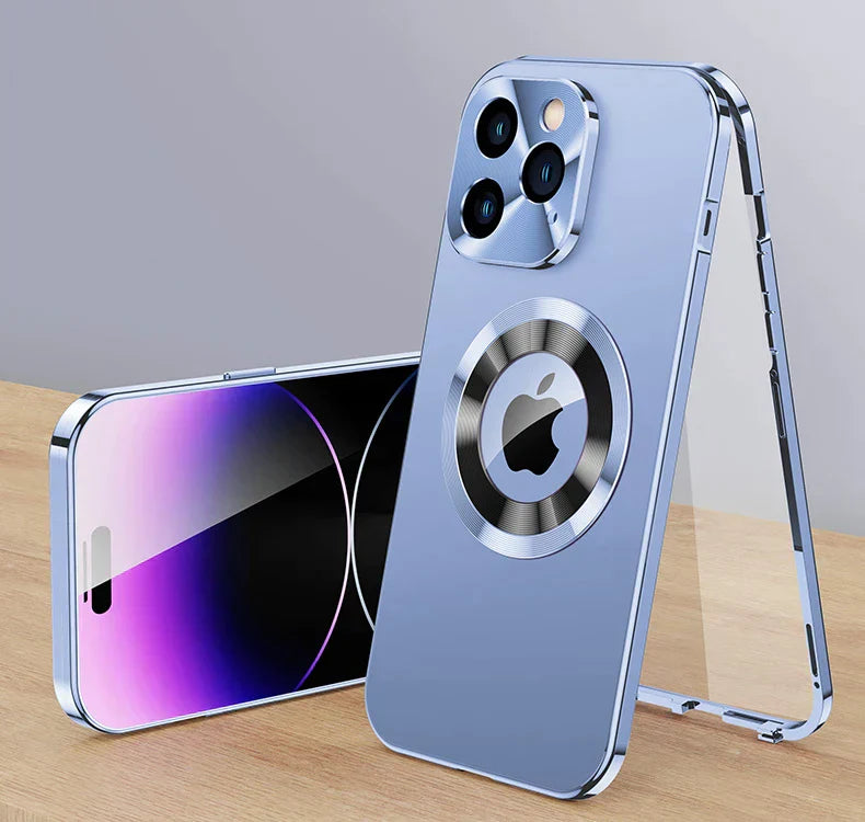 Case 360° Vollbildlinse Metall Magnetisch Magsafe Hüllen Aluminium für iPhone 15 14 13