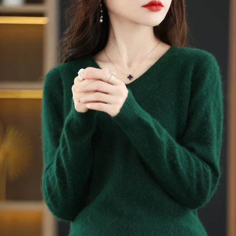 LunaWeave Pure Cashmere V-Ausschnitt Pullover mit Slim Fit für Frauen