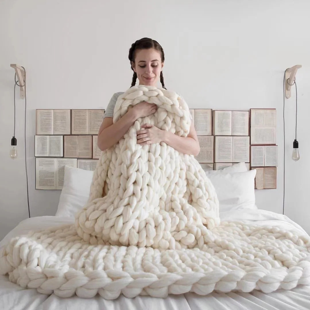 Chunky Strickdecke – Extra Weiche, Warme Decke für Sofa und Bett