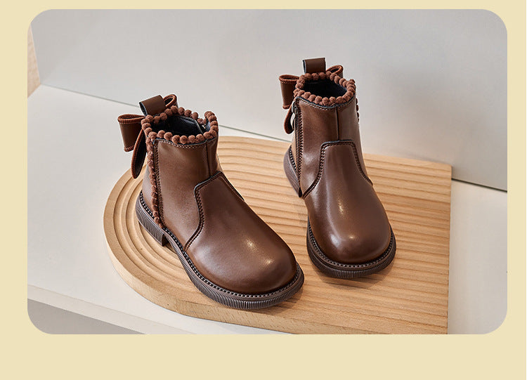 LeerLief Mädchen Stiefelette – Bequeme PU-Leder Stiefel mit rutschfester Sohle und Seitenreißverschluss