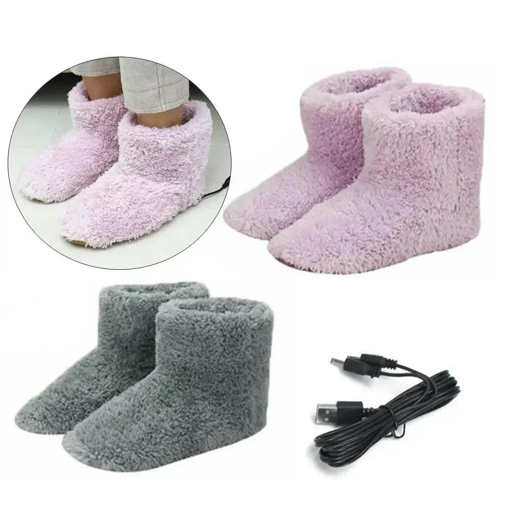 WarmEase USB beheizte Hausschuhe – Plüsch Winterkomfort mit verstellbarer Wärme