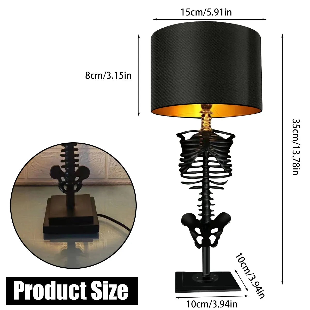 Frendorf | Gothic Skelett Tischlampe | Handgefertigtes Kunst Design