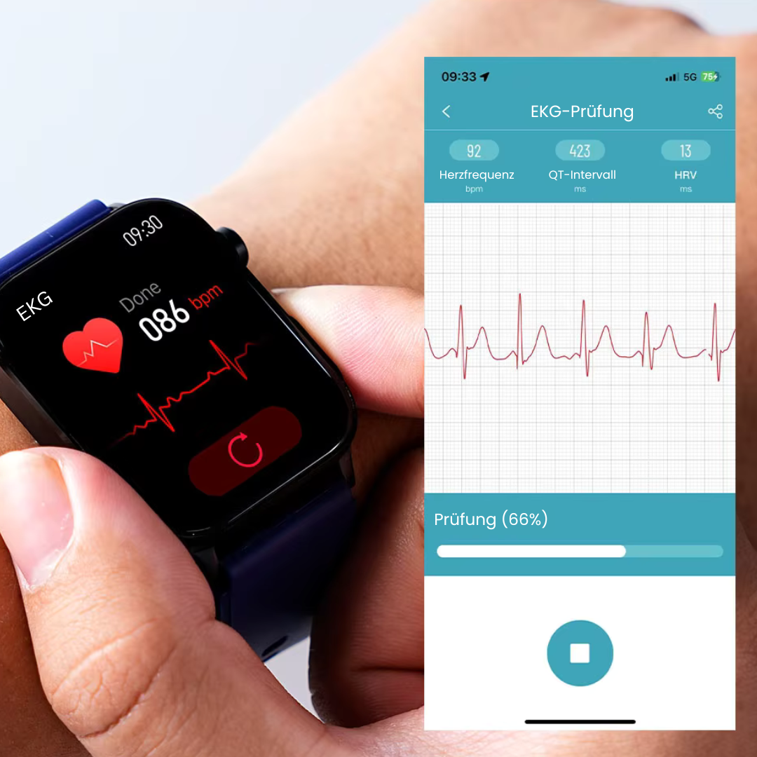 Smartwatch | SOS Notfallalarm mit Standort | Vitalparameter Tracking | GlucoCare SOS