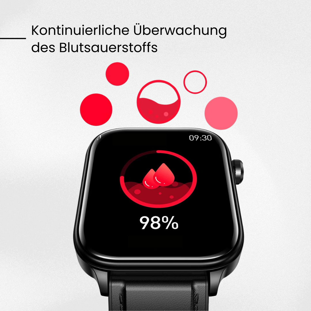 Smartwatch | SOS Notfallalarm mit Standort | Vitalparameter Tracking | GlucoCare SOS