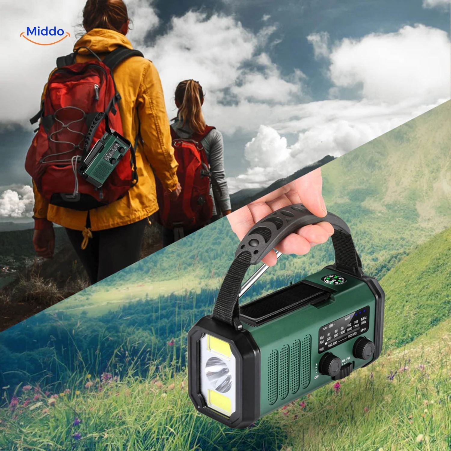 SolarGuard Multifunktionslampe | Taschenlampe, Leselampe, Kompass & solaraufladbar für alle Abenteuer