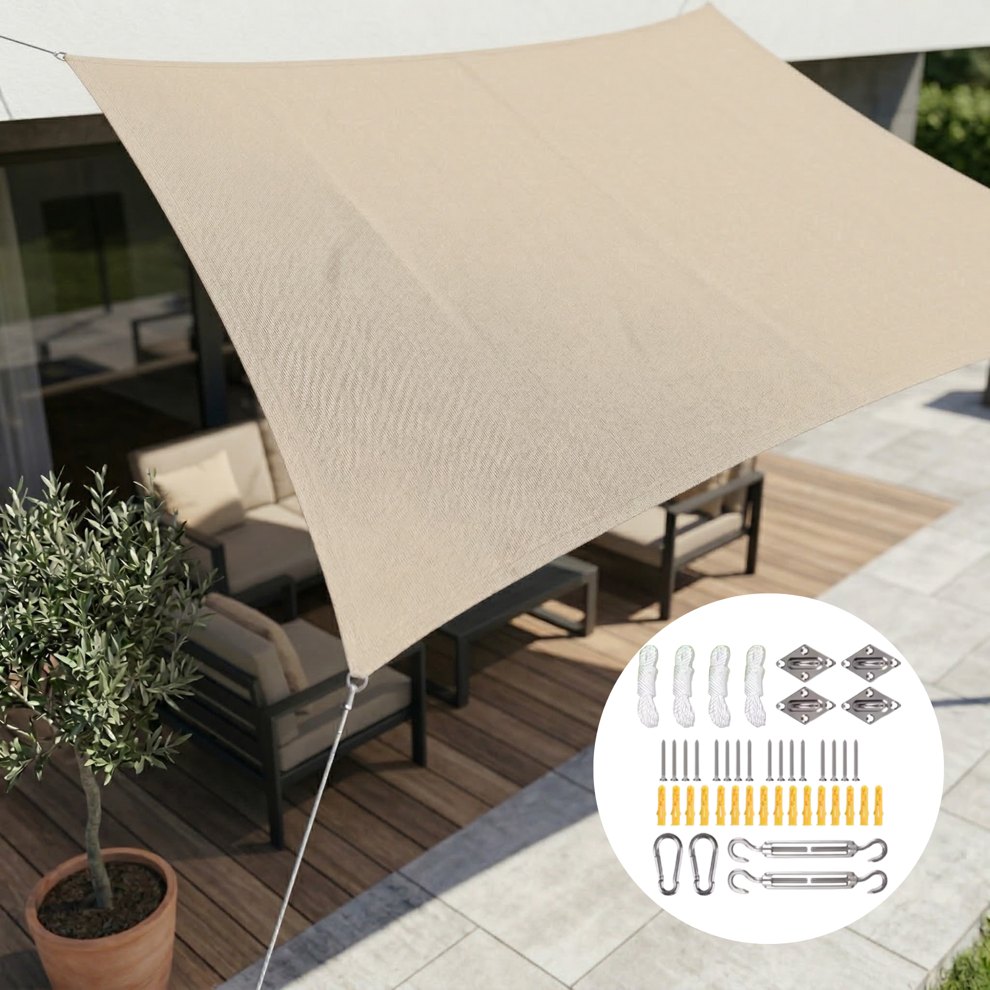 Rechteckiges Sonnensegel Wasserdicht | Wasserdichtes Outdoor-Gewebe | UV-Schutz | SkyCover