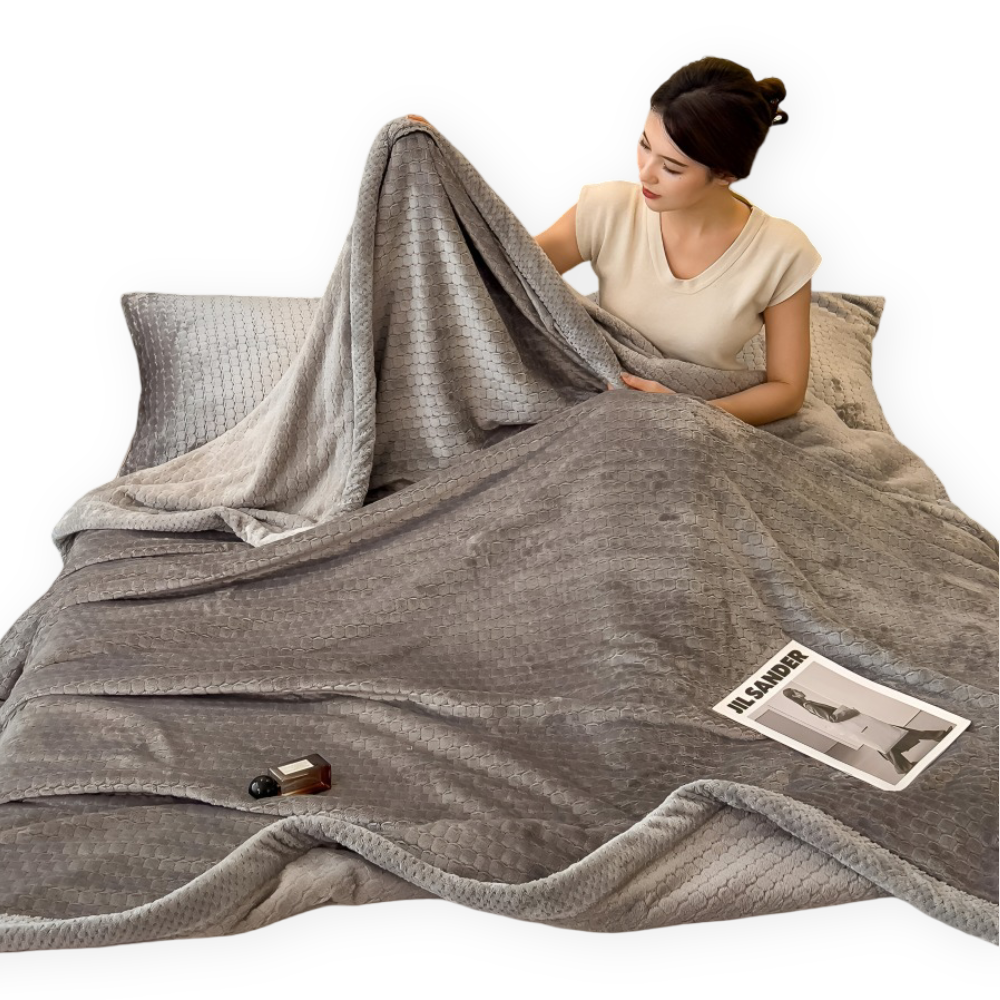 Weiche Fleece-Decke mit Patchwork-Muster – Warme Winterdecke aus 300–350 g/m²