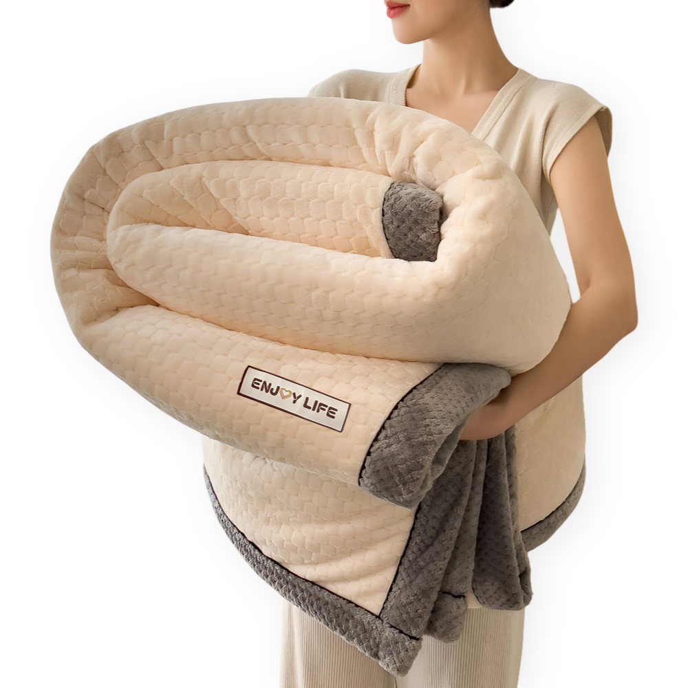 Weiche Fleece-Decke mit Patchwork-Muster – Warme Winterdecke aus 300–350 g/m²