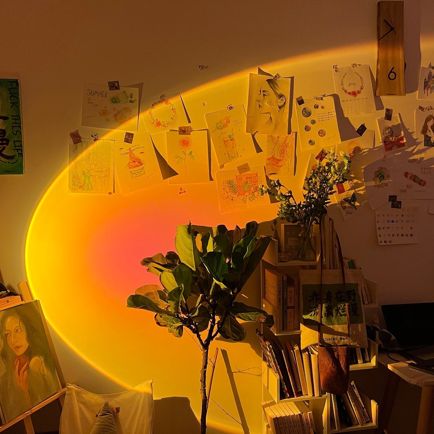 Frendorf | LED Farbprojektor Stehleuchte | Minimalistischer Halo Licht Effekt