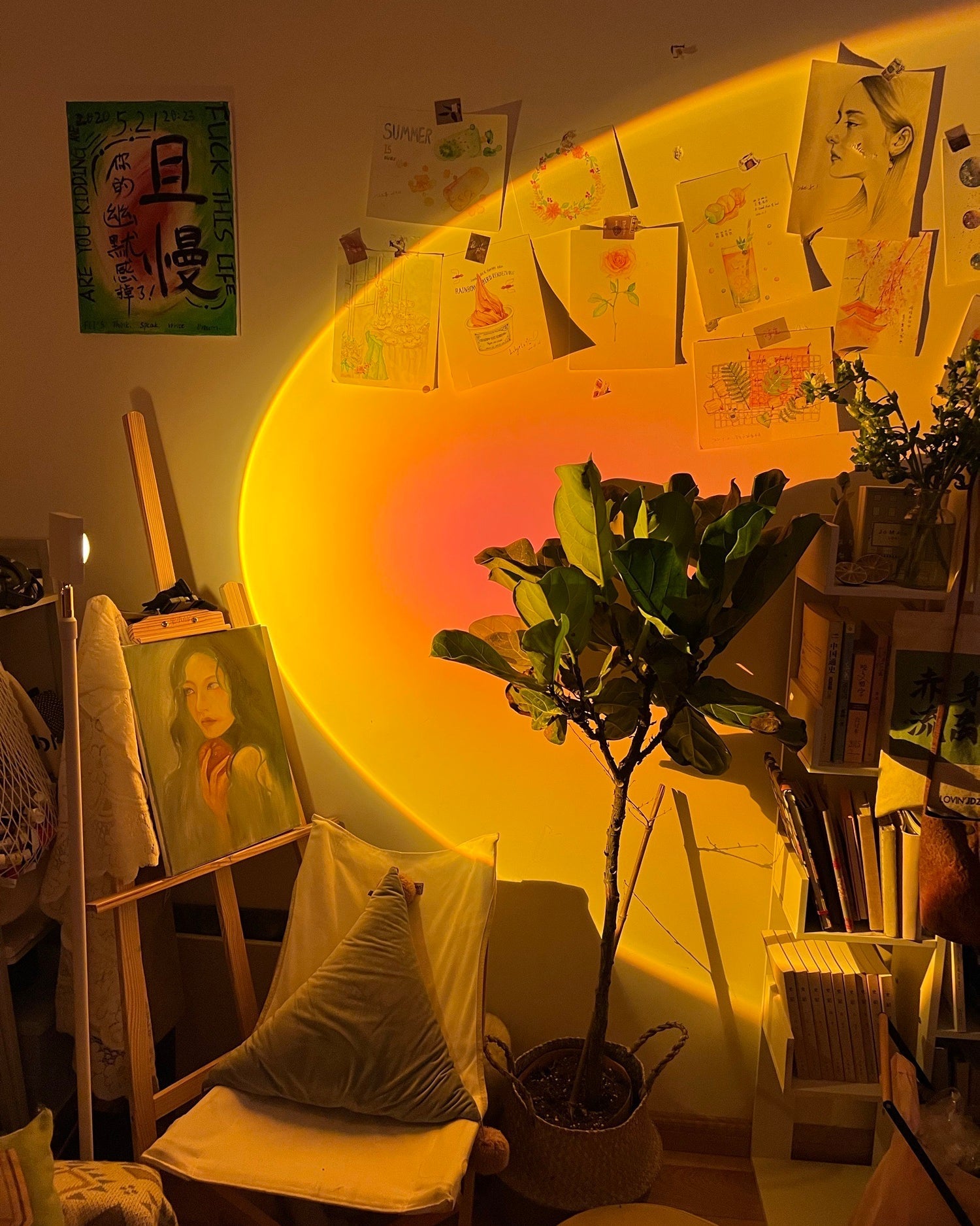 Frendorf | LED Farbprojektor Stehleuchte | Minimalistischer Halo Licht Effekt