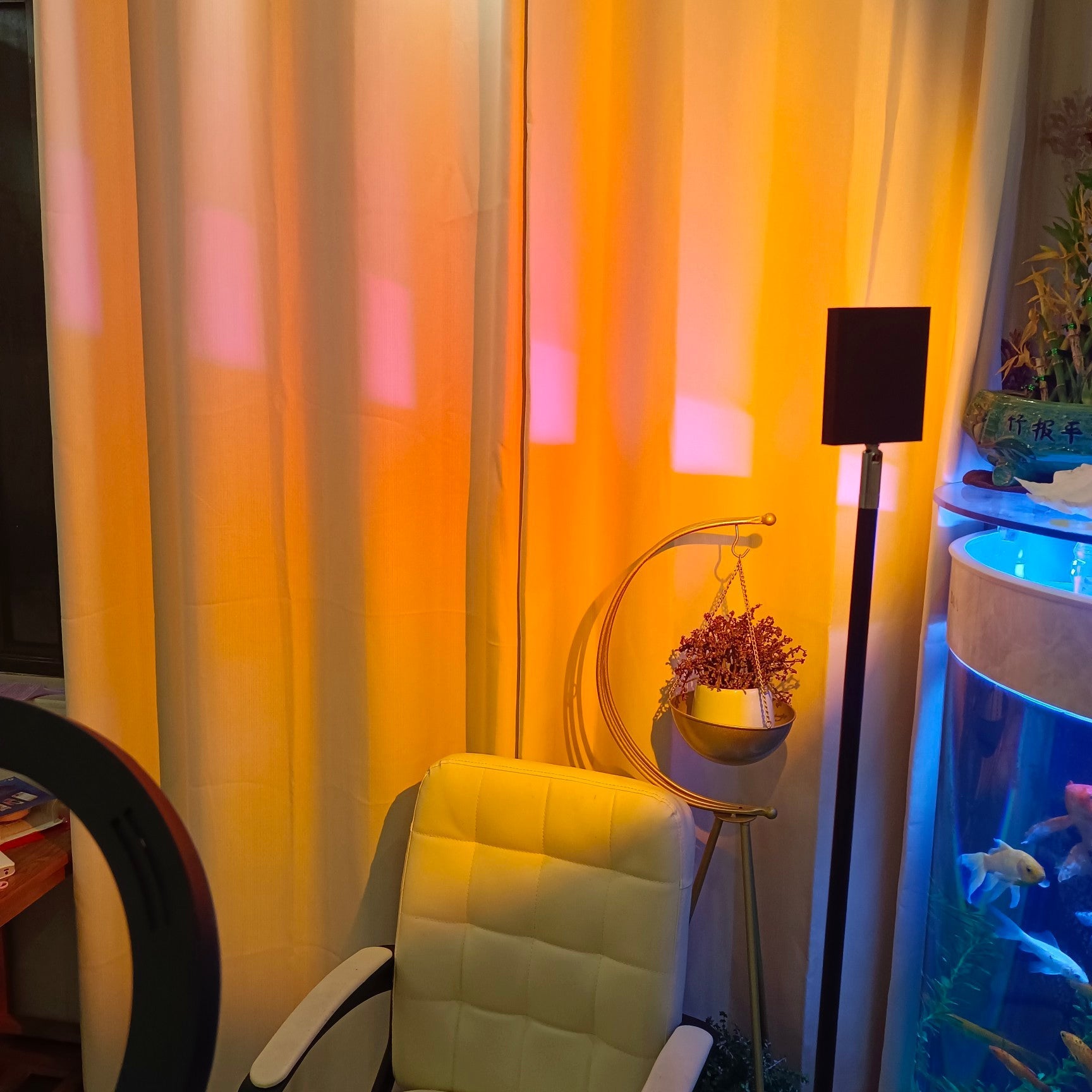 Frendorf | LED Farbprojektor Stehleuchte | Minimalistischer Halo Licht Effekt