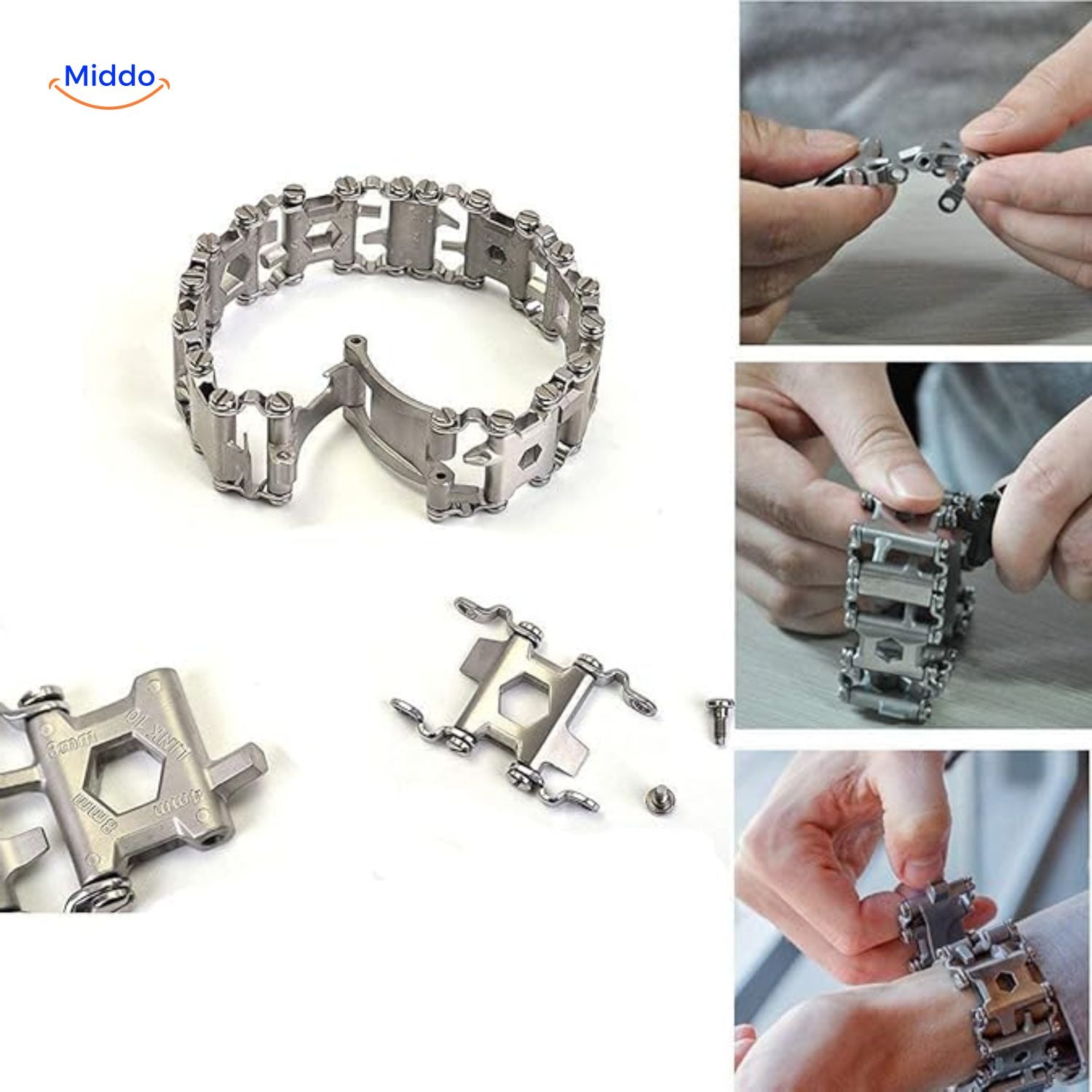 ToolMaster Edelstahl Werkzeugarmband | 29-in-1 Multifunktionsarmband für jede Herausforderung