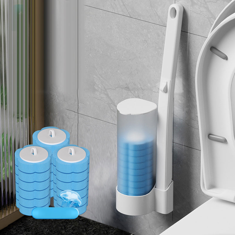 Antibakterielle Einweg-Toilettenbürste mit hygienischem Schwammkopf und Halter