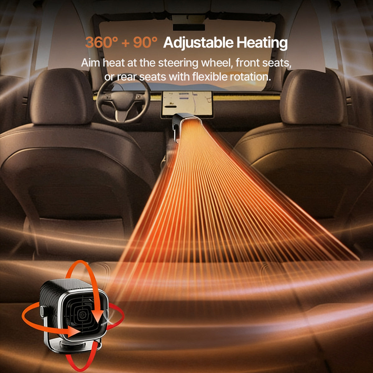 Autowärmer 12V/24V – Tragbarer Autoheizer mit 360° drehbarem Ventilator