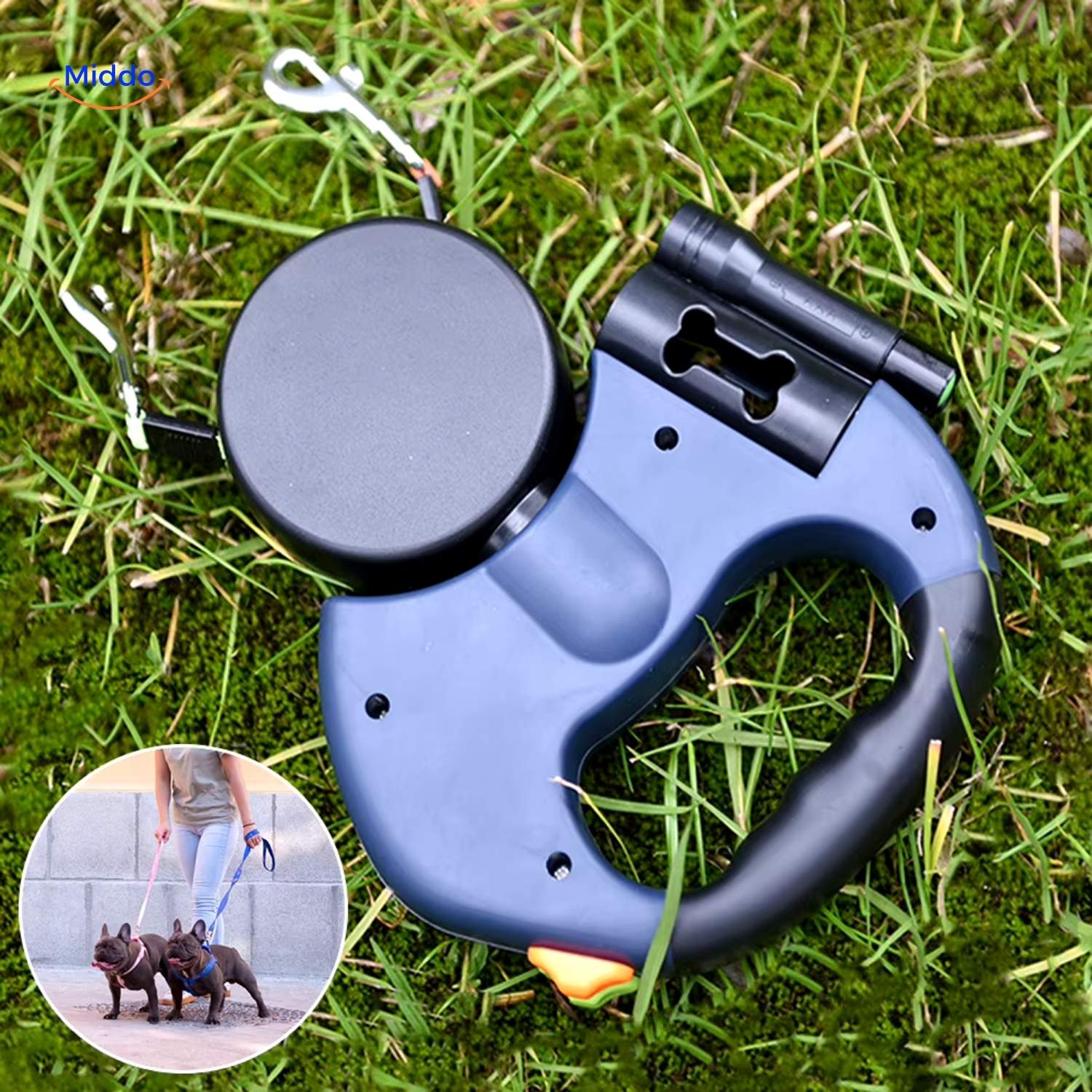 HundeHarmonie Leine | 2-in-1 einziehbare Leine für kleine und mittelgroße Hunde