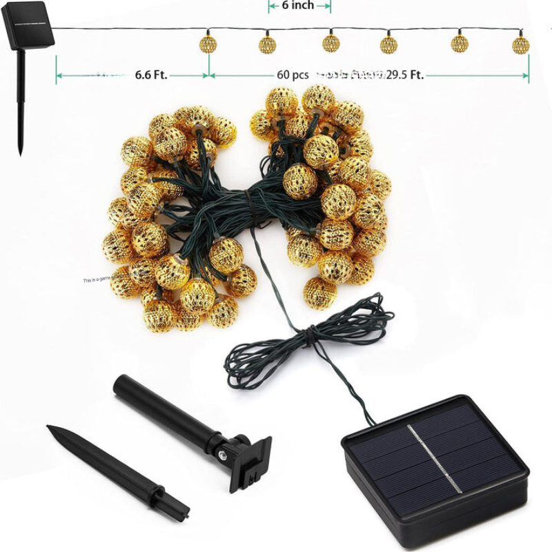 Marokkanische Solar-Lichtschnur – 12 m, 100 wasserdichte LED-Lampen