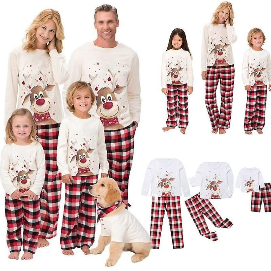 FeestKnit Passendes Weihnachts-Pyjama-Set – Weiche Baumwoll-Familienpyjamas für Gemütliche Feiertage
