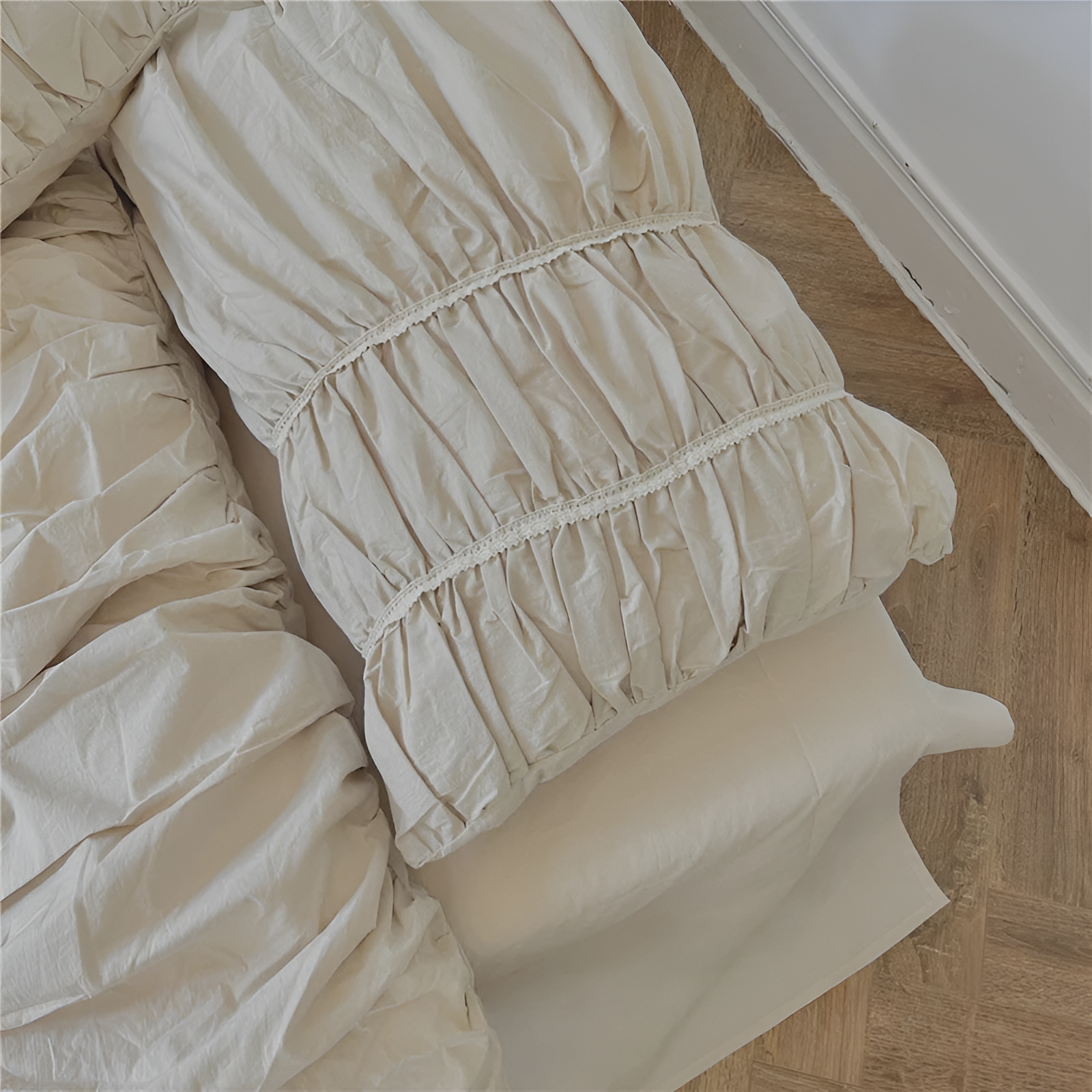 Beige Bettwäsche Set – 100% Gewaschenes Baumwoll-Bettset mit Kissenbezügen und Bettlaken, Langlebig und Pflegeleicht für Moderne Schlafzimmer
