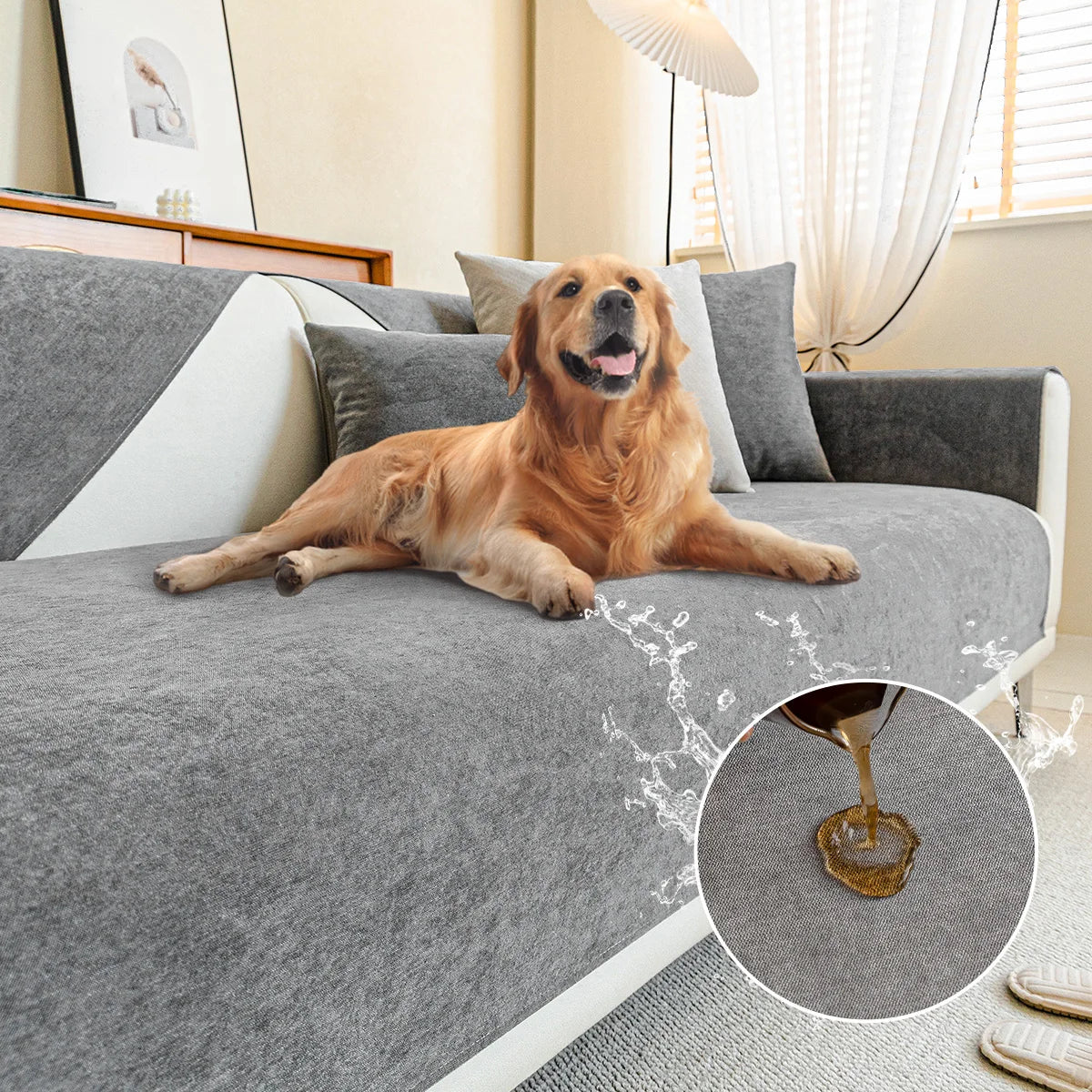 SofaShield Luxe Antikratz-Sofabezüge – Kratzfeste Chenille-Schutz für Haustiere