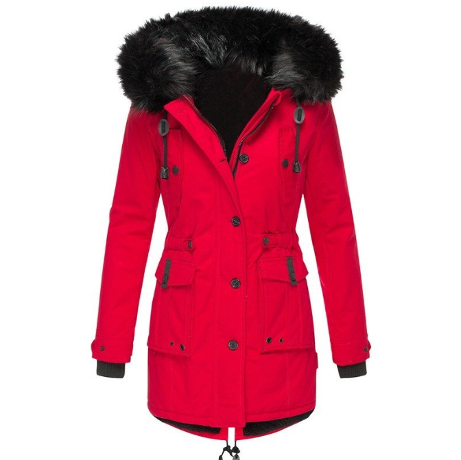 Warme Damenparka Elenora – Stilvolle Winterjacke mit Kunstfellkragen und Bequemer Passform