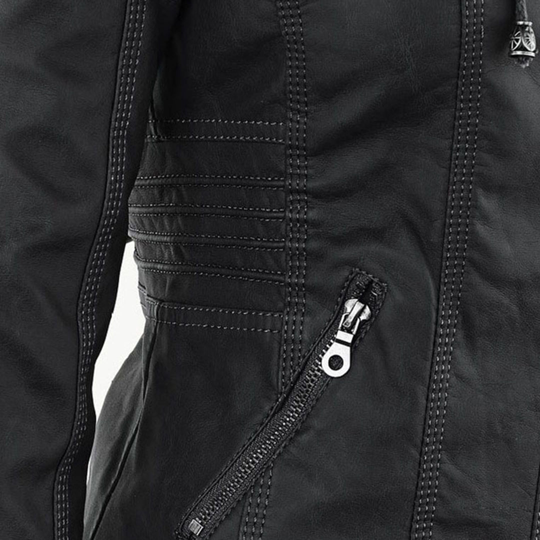 Drune - Damen Lederjacke mit Kapuze