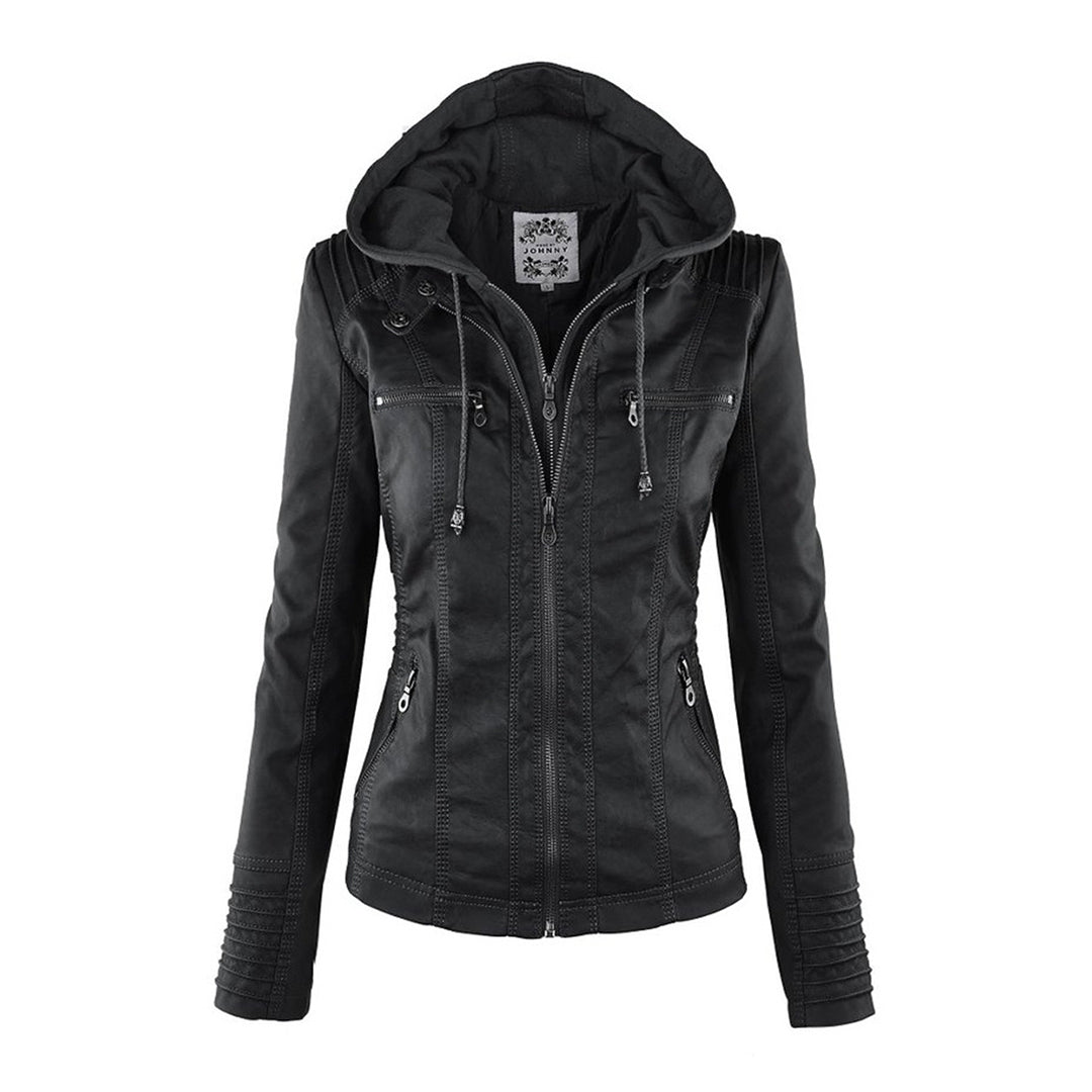 Drune - Damen Lederjacke mit Kapuze