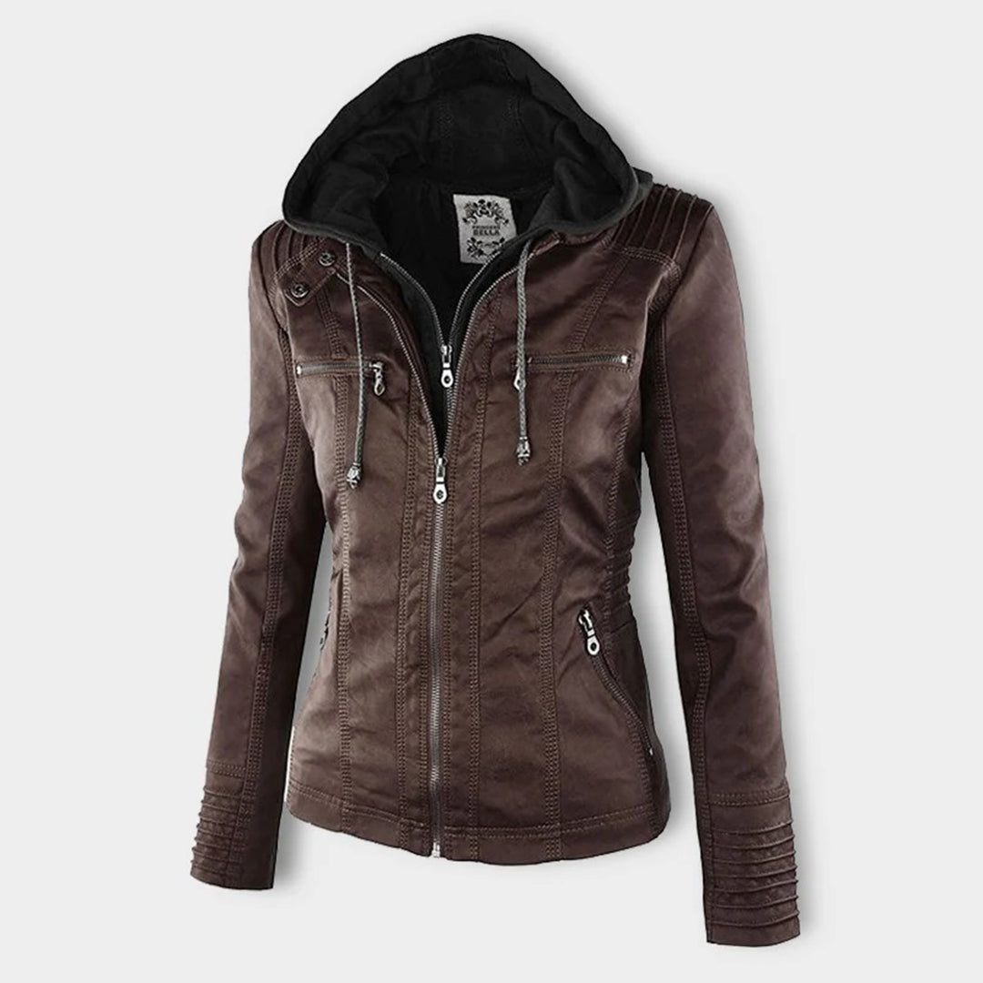 Drune - Damen Lederjacke mit Kapuze