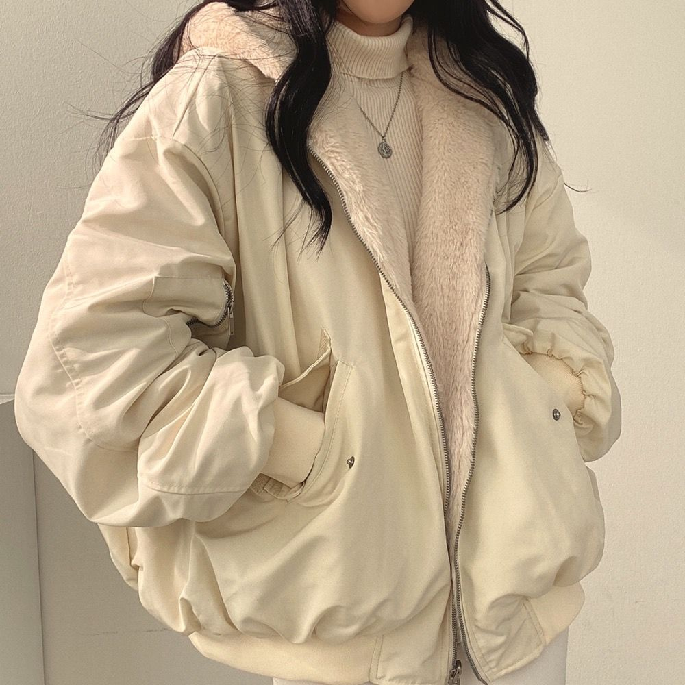 Umkehrbare Fleece Damenjacke – Warme leichte Winterjacke mit Kapuze