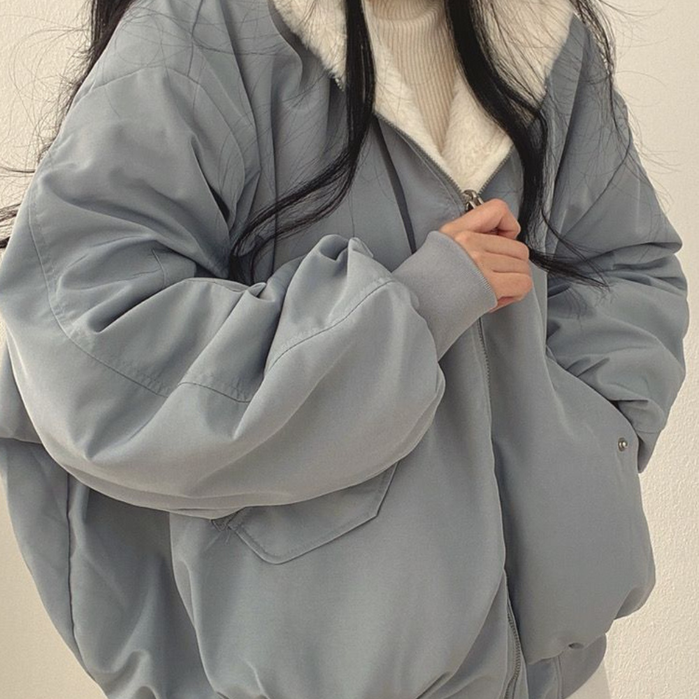 Umkehrbare Fleece Damenjacke – Warme leichte Winterjacke mit Kapuze