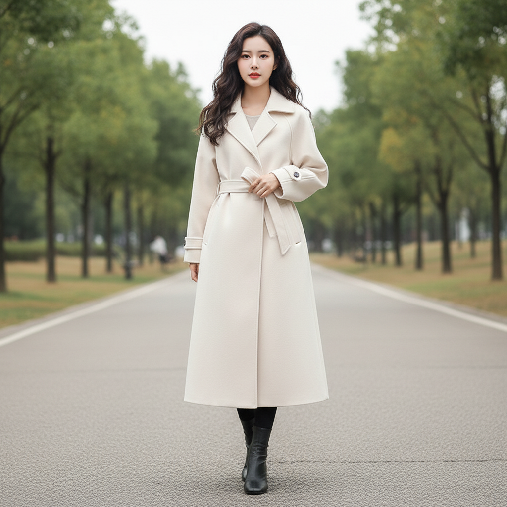 RainElegance Damenmantel – Wasserdichte Lange Jacke mit Tailliertem Schnitt und Stilvollem Design