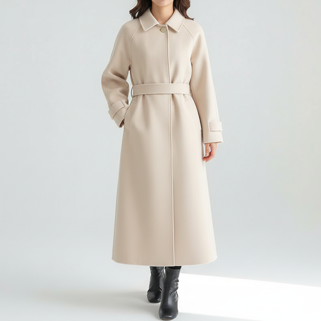RainElegance Damenmantel – Wasserdichte Lange Jacke mit Tailliertem Schnitt und Stilvollem Design