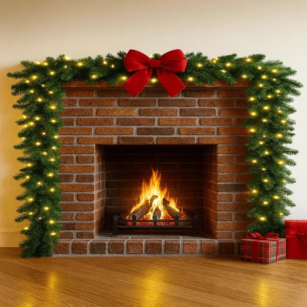Weihnachtsgirlande mit warmweißer LED-Beleuchtung – 2,7 Meter Tannengrün