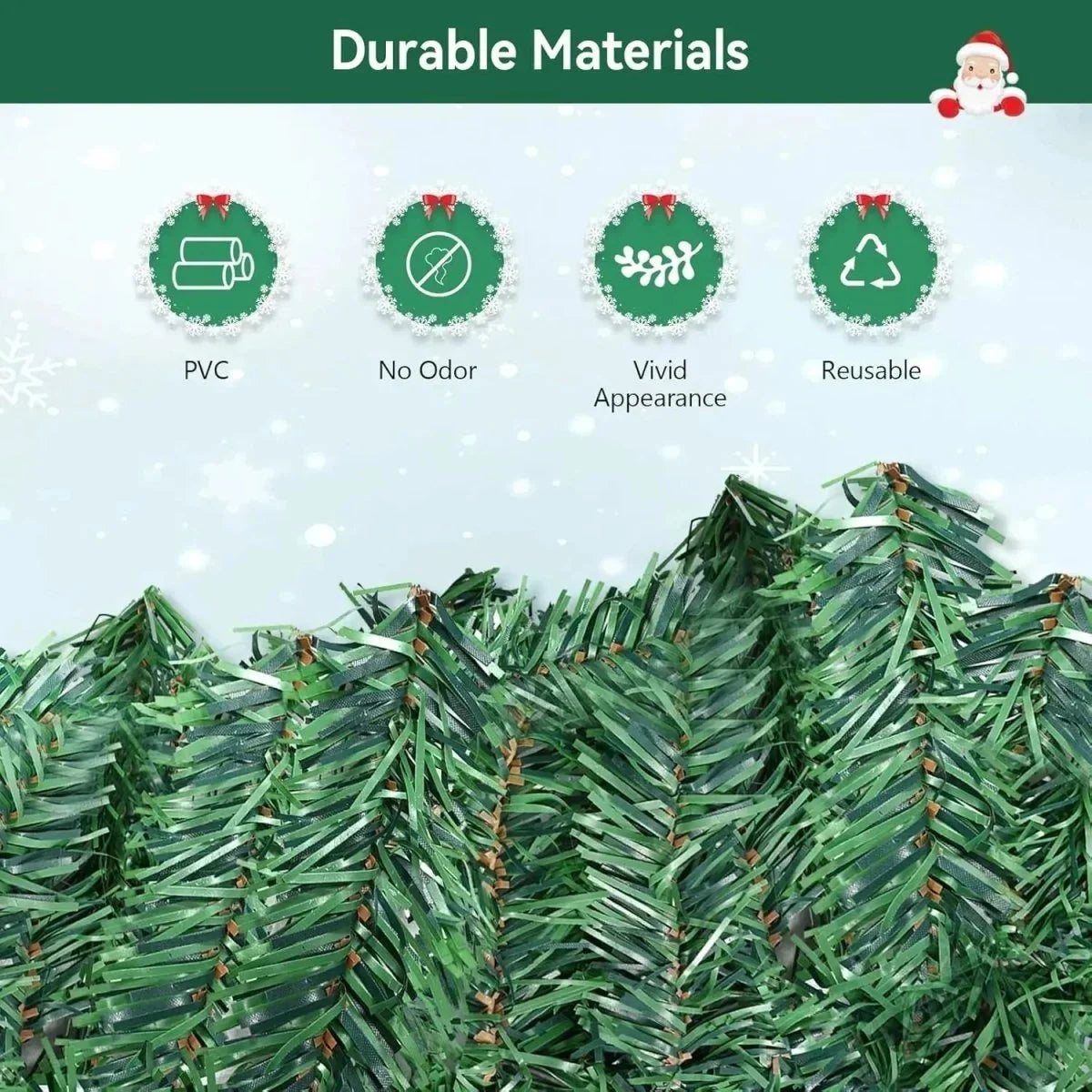 Weihnachtsgirlande mit warmweißer LED-Beleuchtung – 2,7 Meter Tannengrün
