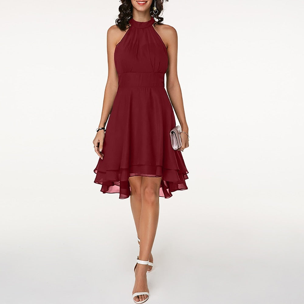 ChicAura Midi-Cocktailkleid | Elegantes Neckholder-Design für zeitlosen Stil und Tragekomfort