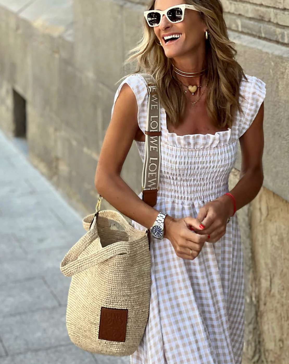 SunnyStyle Gingham-Maxikleid | Lässige Sommereleganz mit Rüschen am Saum