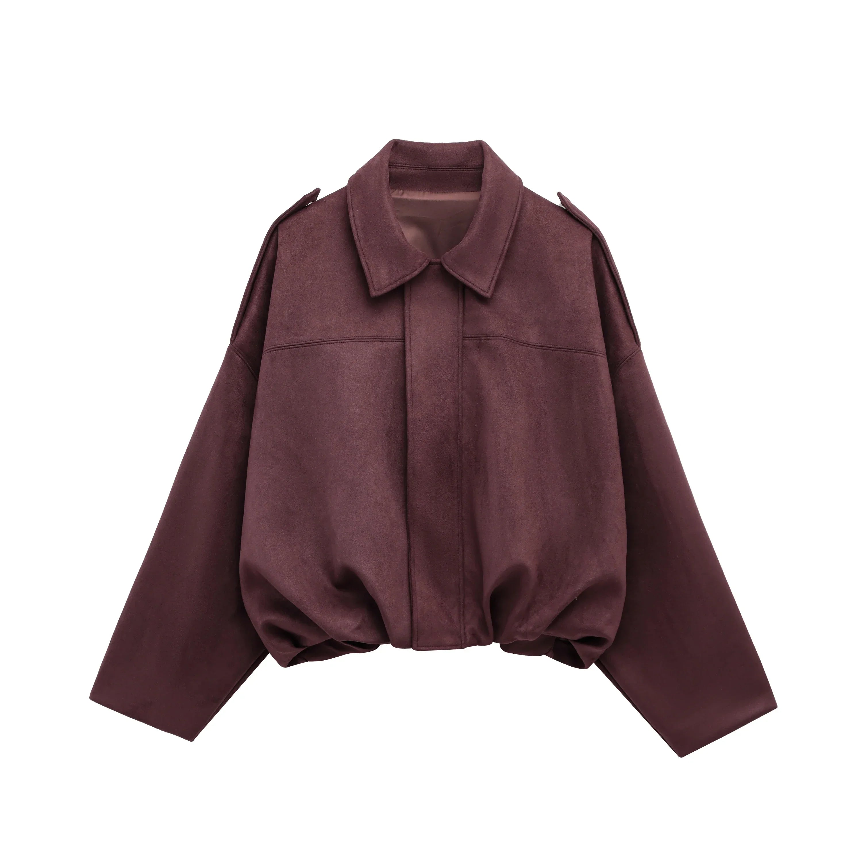 Schicke Damen Suede Bomberjacke – Braun Grün Vintage Look