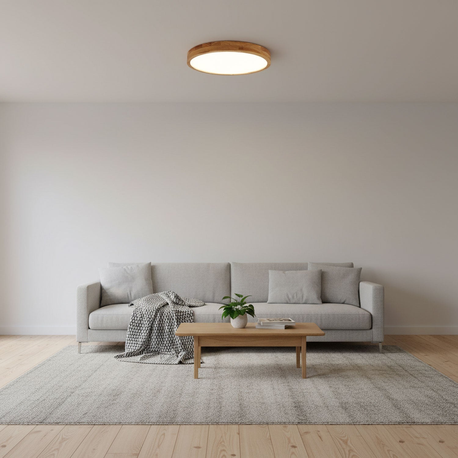 Moderne Nordische Runde Holz LED Deckenleuchte 1-Licht