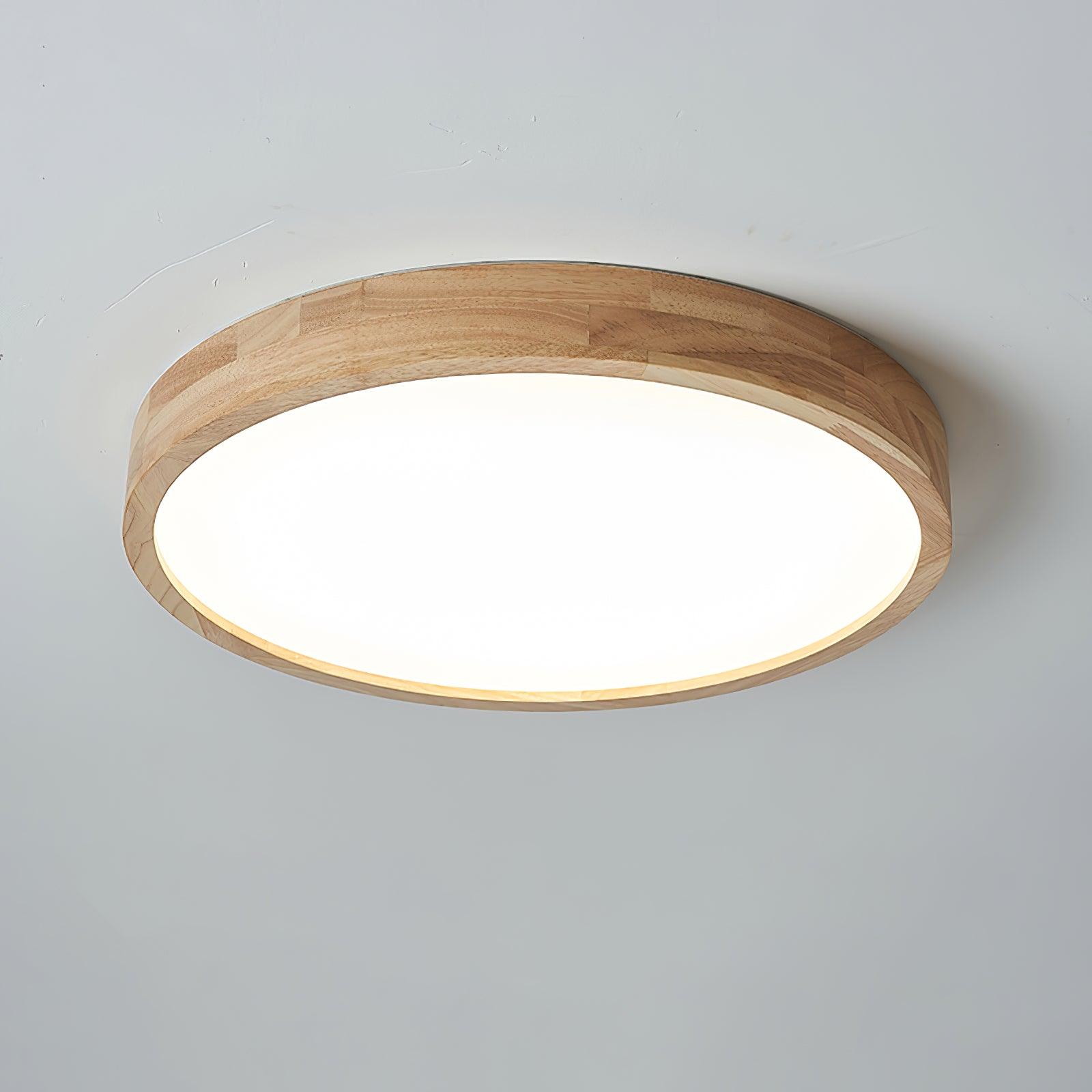 Moderne Nordische Runde Holz LED Deckenleuchte 1-Licht