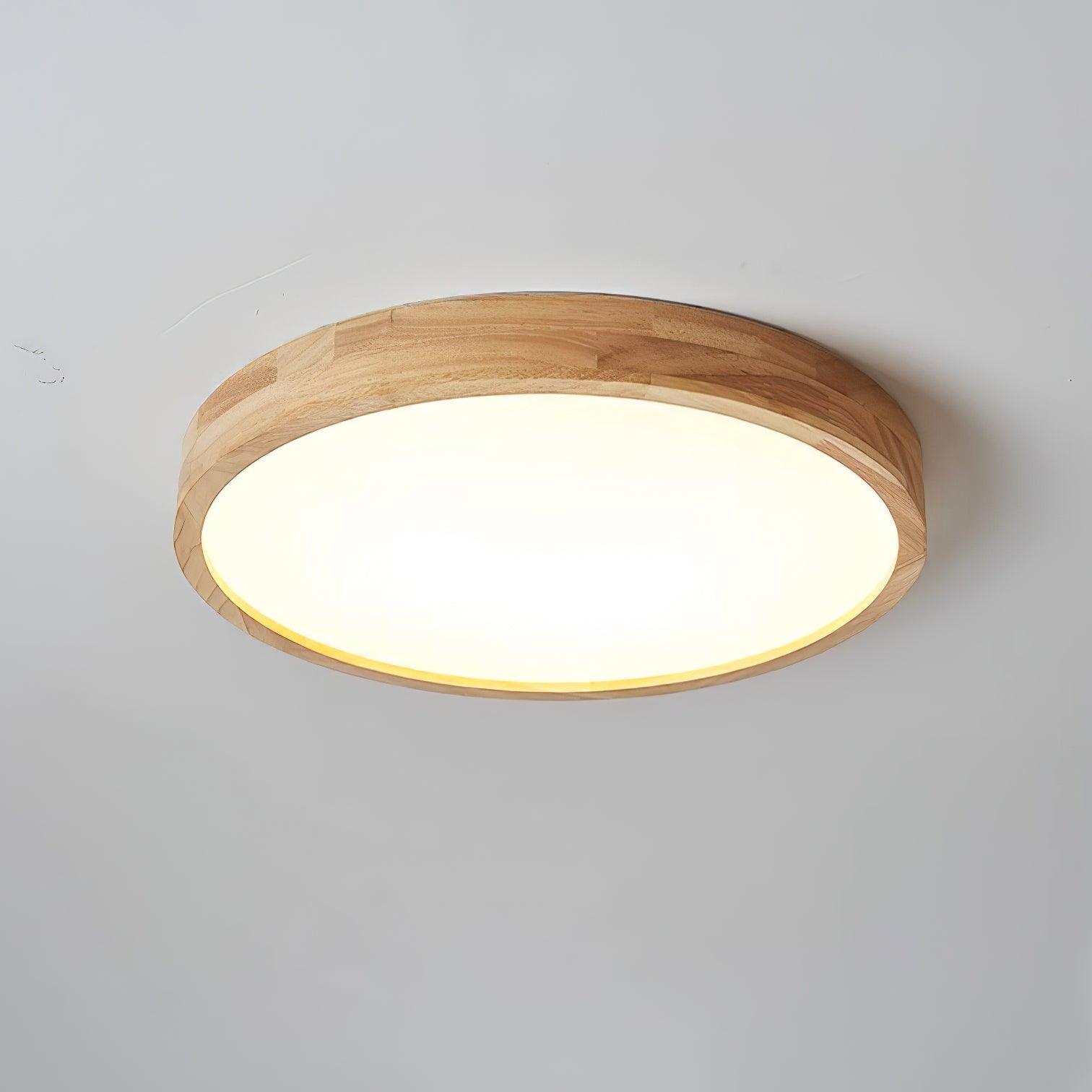 Moderne Nordische Runde Holz LED Deckenleuchte 1-Licht