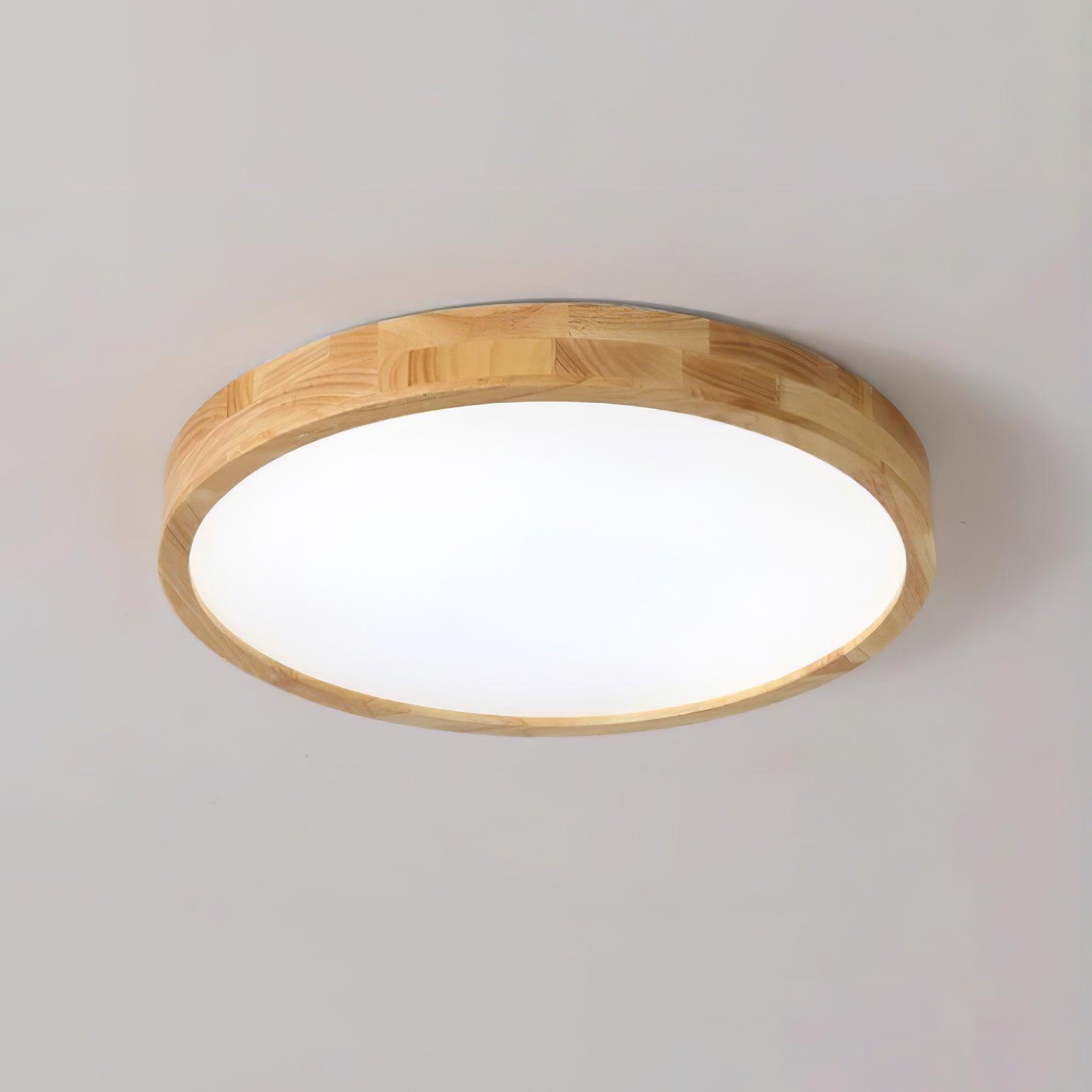 Moderne Nordische Runde Holz LED Deckenleuchte 1-Licht
